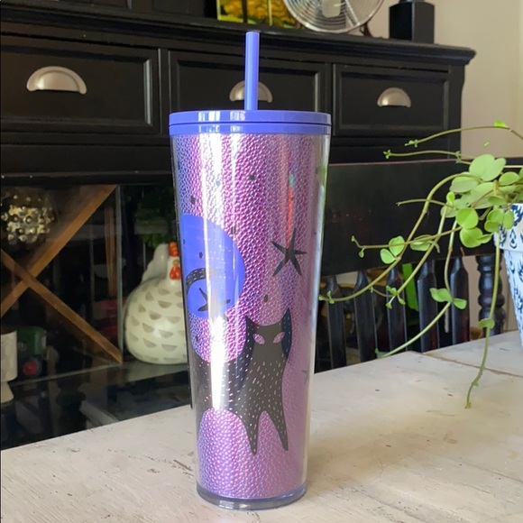 Starbucks Other - Starbucks ‘20 Halloween purple starry cat tumbler
